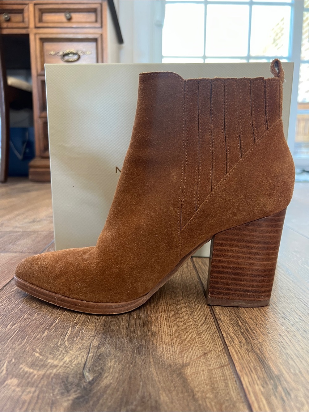 Marc Fisher Chestnut Suede Block Heel Ankle Booties